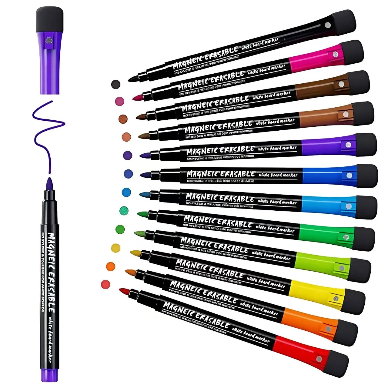 Pack of 12 Magnetic Dry-Erase Markers