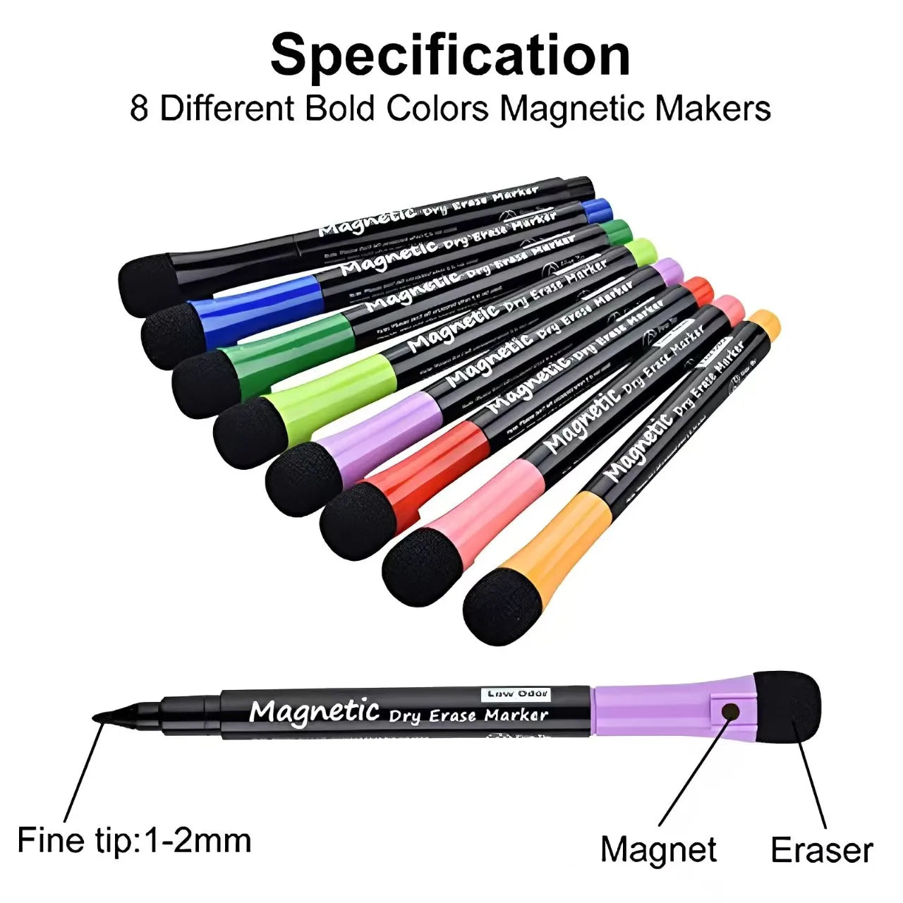 Pack of 12 Magnetic Dry-Erase Markers